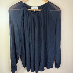 Cleobella Womens Long‎ Sleeve Textured Beautiful Black Blouse Size Small Office